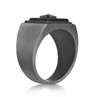 Cross Signet Ring in Matte Gray Ion Plated Stainless Steel