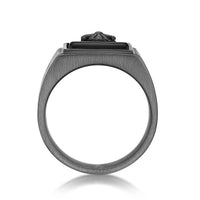 Cross Signet Ring in Matte Gray Ion Plated Stainless Steel