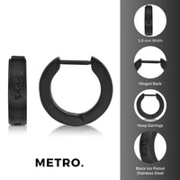 Channel Set Hoop Earring in Black Ion Plated Stainless Steel