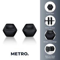 Hexagon Stud Earring in Black Ion Plated Stainless Steel