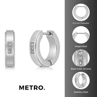 Channel Set Hoop Earring in Stainless Steel