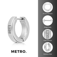 Channel Set Hoop Earring in Stainless Steel