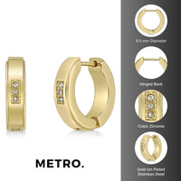 Channel Set Hoop Earring in Gold Ion Plated Stainless Steel