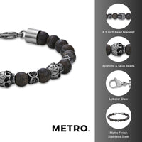Skull Bracelet in Black Ion Plated Stainless Steel