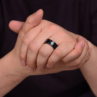 Striped Band Ring in Stainless Steel