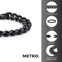 Thick Bracelet in Black Ion Plated Stainless Steel