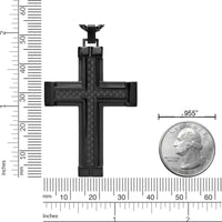 Carbon Fiber Cross Pendant in Black Ion Plated Stainless Steel