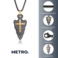 Arrowhead Cross Pendant in Stainless Steel