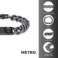 Skull ID Plate Bracelet in Black Finish Stainless Steel
