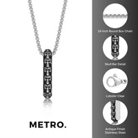 Skull Bar Pendant in Antique Finish Stainless Steel