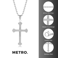 Budded Cross Pendant in Stainless Steel