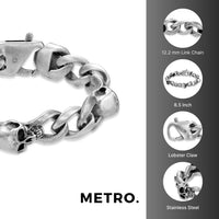 Skull Bracelet in Steel Finish Stainless Steel
