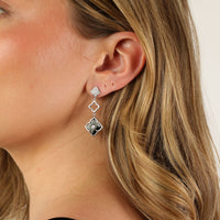 Flora Grand Triple Flower Cubic Zirconia Drop Earrings