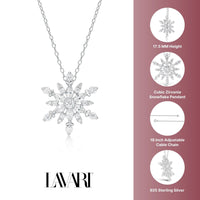 Cubic Zirconia Snowflake Pendant in Sterling Silver, 18"