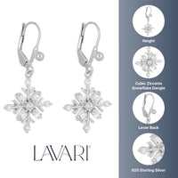 Cubic Zirconia Snowflake Leaverback Earring in Sterling Silver