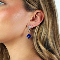Flora Grand Triple Flower Cubic Zirconia Drop Earrings