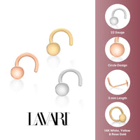 14K Gold Screw Astral Nose Ring Set - 22G