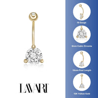 Solitaire Round Cubic Zirconia Belly Ring - 16G