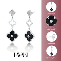 Flora Grand Triple Flower Cubic Zirconia Drop Earrings