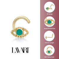 10K Gold Screw Evil Eye Nose Ring - 20G