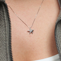 Diamond Mother & Child Starfish Pendant in Sterling Silver (1/10 ct. tw.)