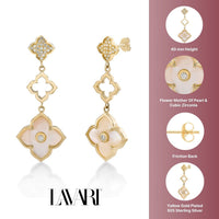 Flora Grand Triple Flower Cubic Zirconia Drop Earrings