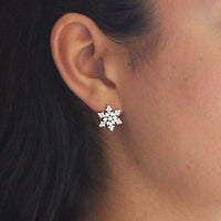 Cubic Zirconia Pointed Snowflake Stud Earring in Sterling Silver
