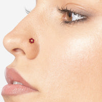 14K Swarovski Crystal L-Shaped Nose Ring - 20G