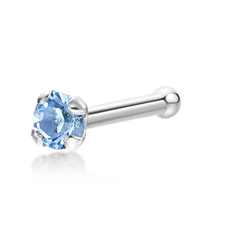 14K White Gold Crystal Nose Stud - 20G