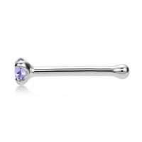 14K White Gold Swarovski Nose Stud - 20G