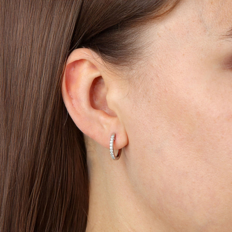 0.25 Carat Lab Grown Diamond Hinged Hoop Earrings in 925 Sterling Silver (G-H, VS2-SI1)