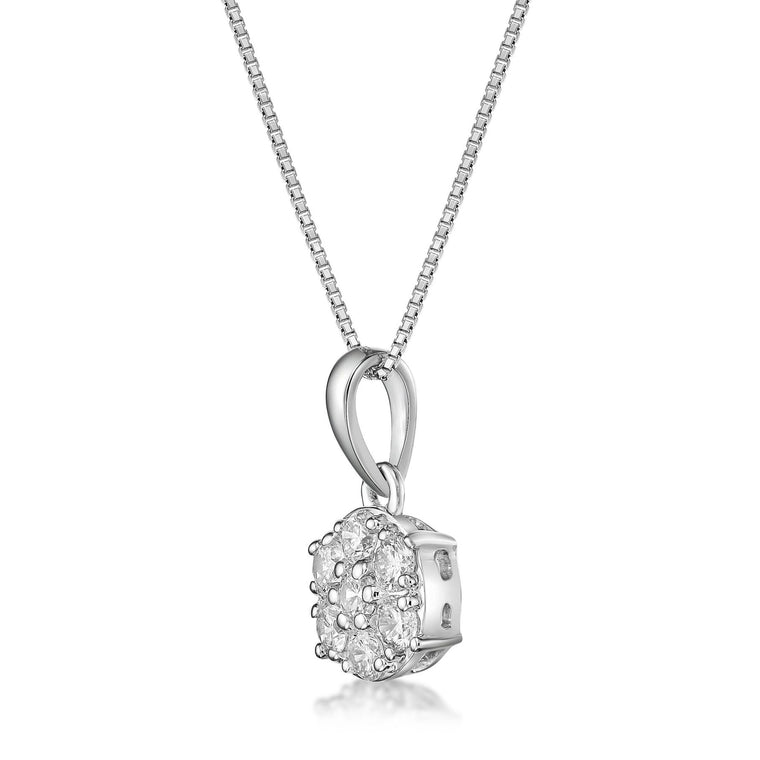 0.33 Carat Lab Grown Diamond Round Pendant Necklace for Women in 10k White Gold on 18 Inch Chain (G-H, VS2-SI1) Spring Ring 