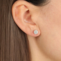 0.50 Carat Lab Grown Diamond Round Halo Stud Earrings for Women in 14k White Gold (G-H, VS2-SI1) Post With Friction Back 