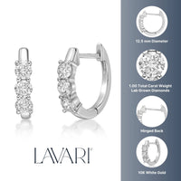 1.00 Carat Lab Grown Diamond Hinged Hoop Earrings in 10K White Gold (G-H, VS2-SI1)