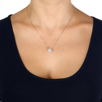 1.00 Carat Lab Grown Diamond Round Halo Pendant Necklace for Women in 14k White Gold on 18 Inch Chain (G-H, 12-13) Spring Ring 