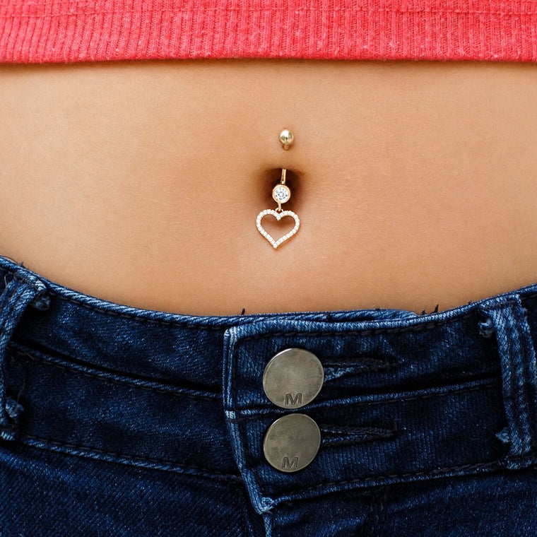 Open Heart Belly Ring - 16G