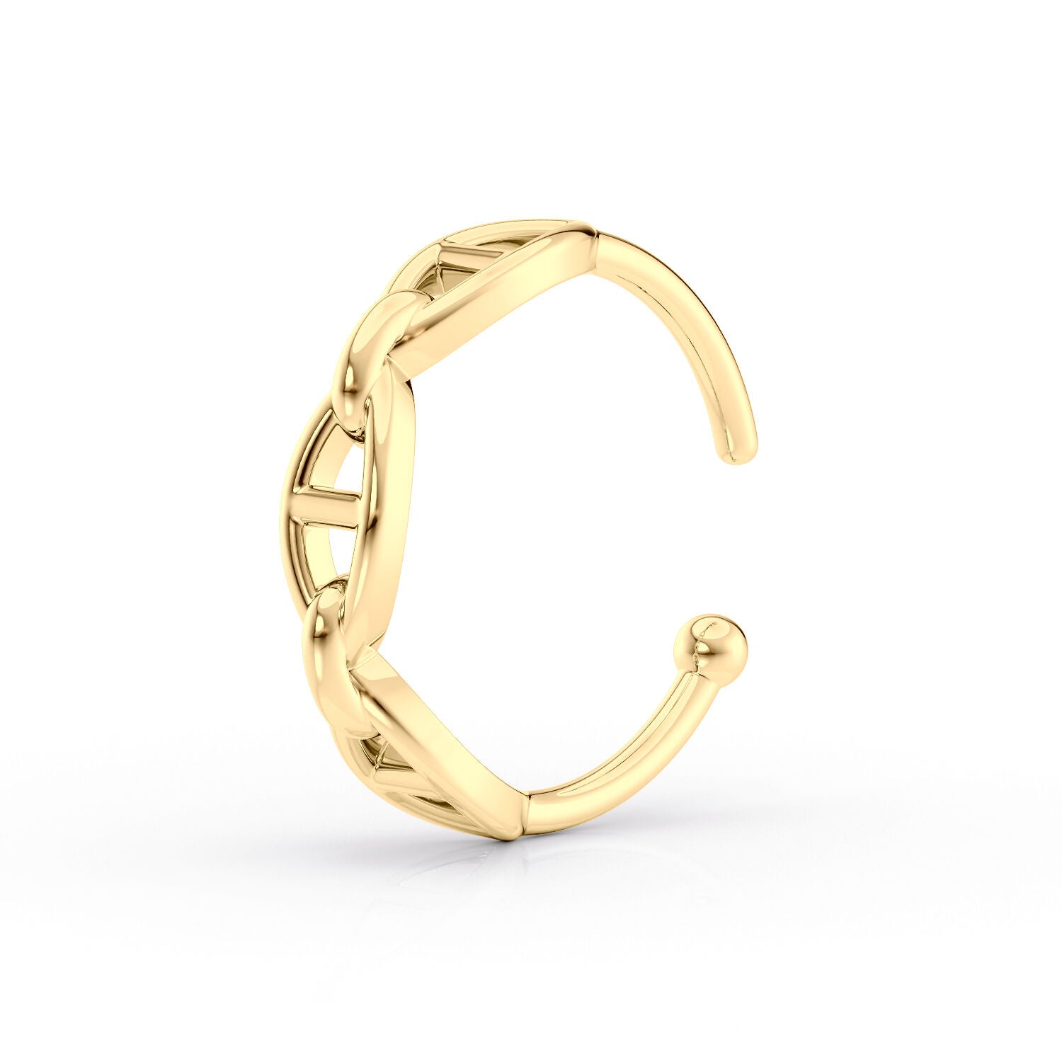 10K Link Open Hoop Nose Ring - 20G
