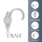 14K Gold Three-Stone 0.03 Carat Lab Grown Diamond Nose Screw - 20G