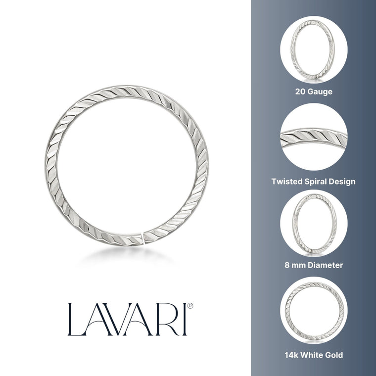 14K Gold Spiral Nose Hoop - 20G