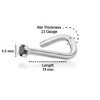 14K Gold Screw Black Diamond Nose Ring - 22G