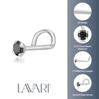 14K Screw Black Diamond Nose Ring - 20G