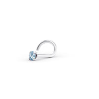 14K Blue Crystal Curved Nose Ring - 20G
