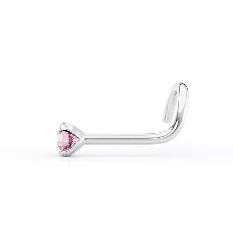 14K Crystal Curved Nose Ring - 20G