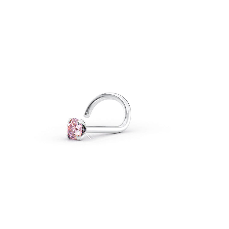 14K Crystal Curved Nose Ring - 20G