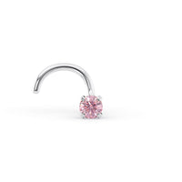 14K Crystal Curved Nose Ring - 20G