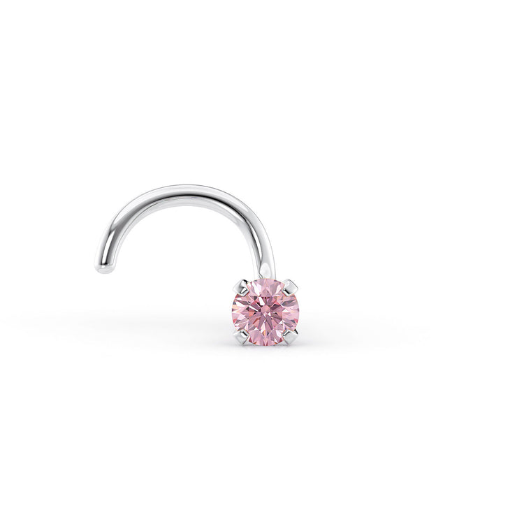 14K Crystal Curved Nose Ring - 20G