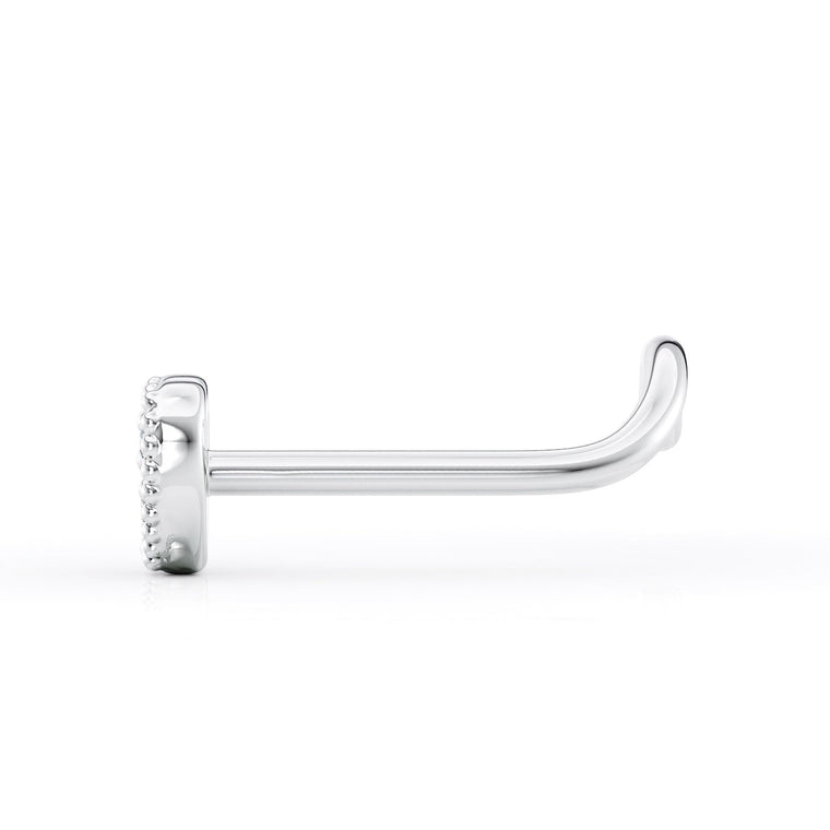 14K Cubic Zirconia Heart Curved Nose Ring - 20G