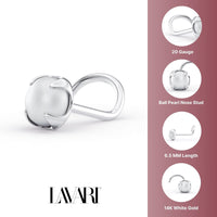 14K Pearl Curved Nose Ring - 20G