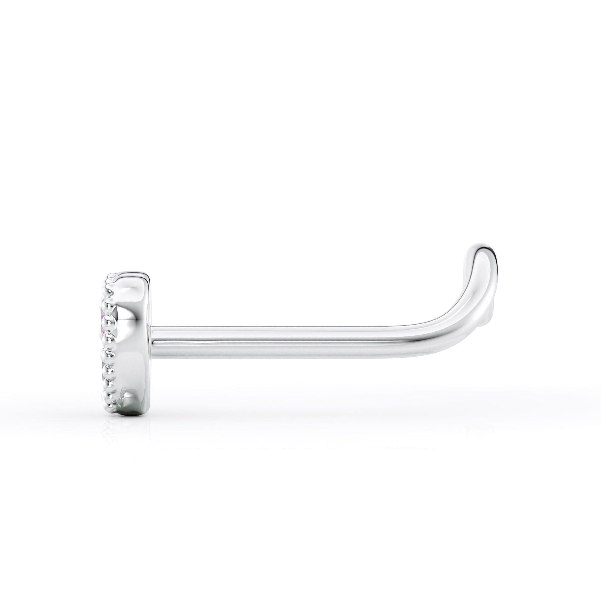 14K Cubic Zirconia Heart Curved Nose Ring - 20G