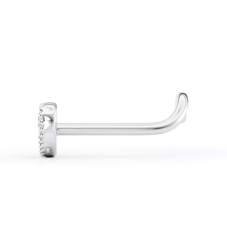 14K Cubic Zirconia Heart Curved Nose Ring - 20G